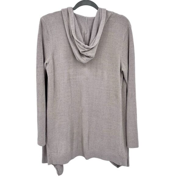 Barefoot Dreams CozyChic Ultra Lite Hooded Seashore Cardigan Tan Size Medium - Picture 6 of 8